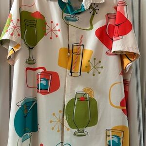 Men's Retro Cocktail Print Short-Sleeve Shirt - Multicolor
